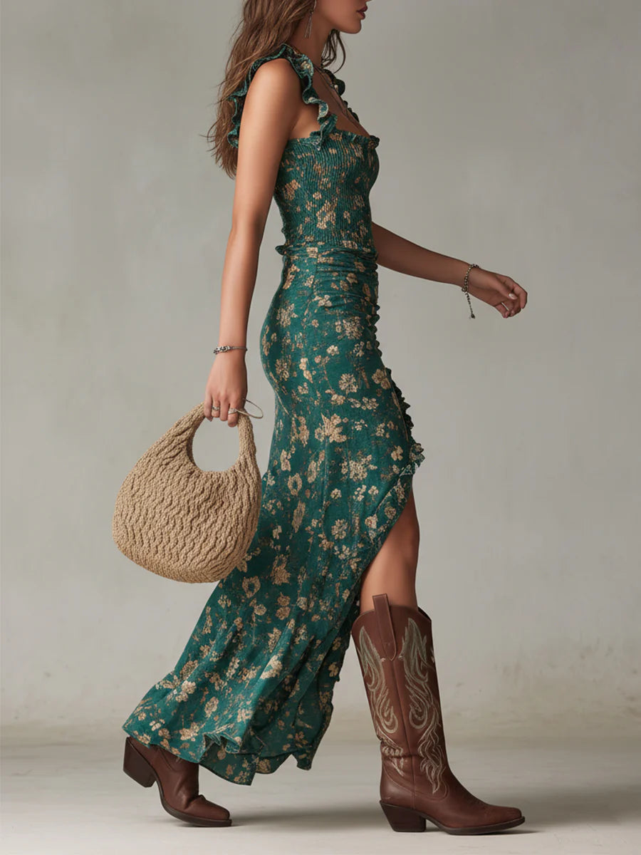 Vera | Vestido largo estampado fluido