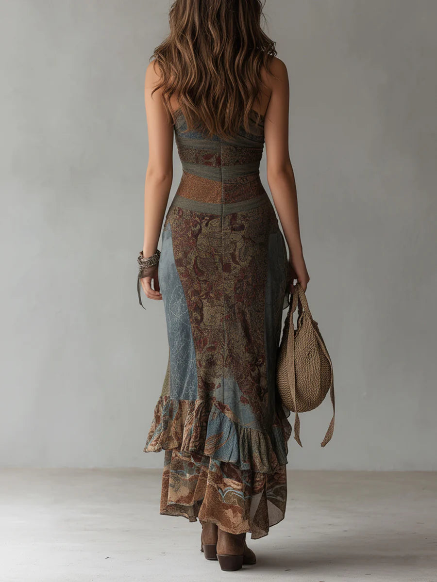 Sierra | Vestido maxi asimétrico bohémico