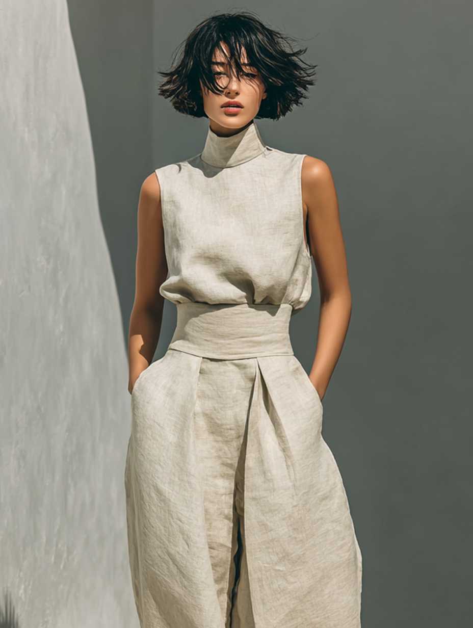Maria | Conjunto minimalista de algodón y lino