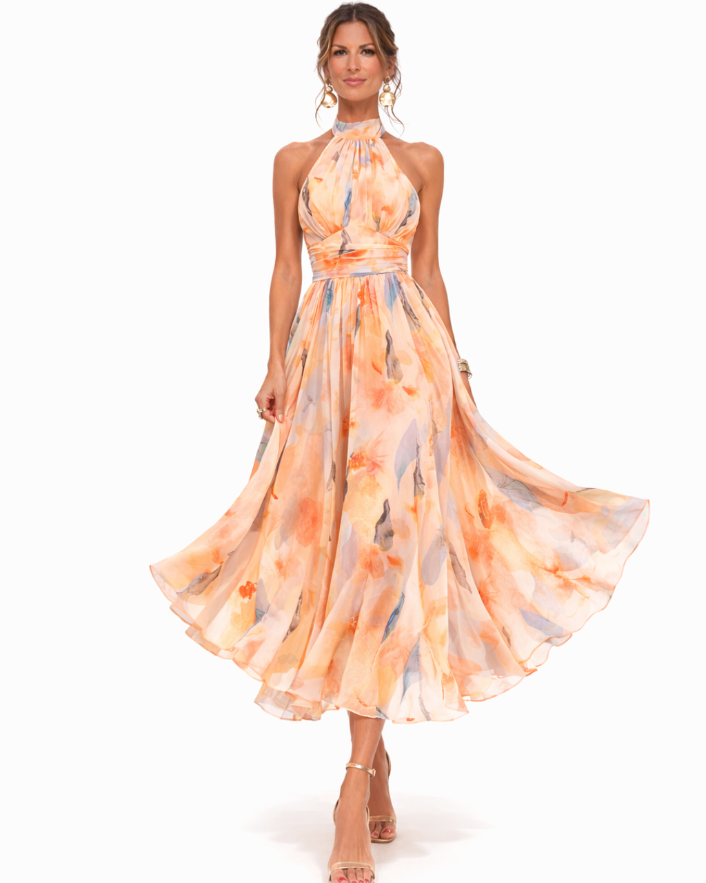 Aurora | Vestido halter con estampado acuarela