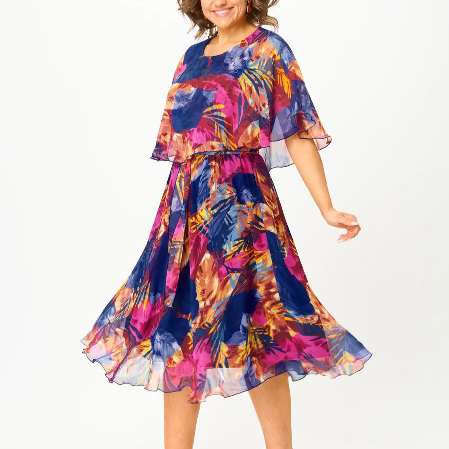 Barbara | Vestido Cómodo de Chifón Talla Grande
