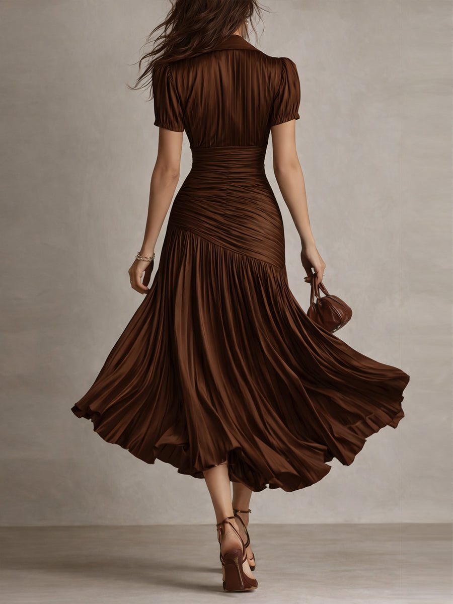 Adriana | Vestido midi satinado de rayas