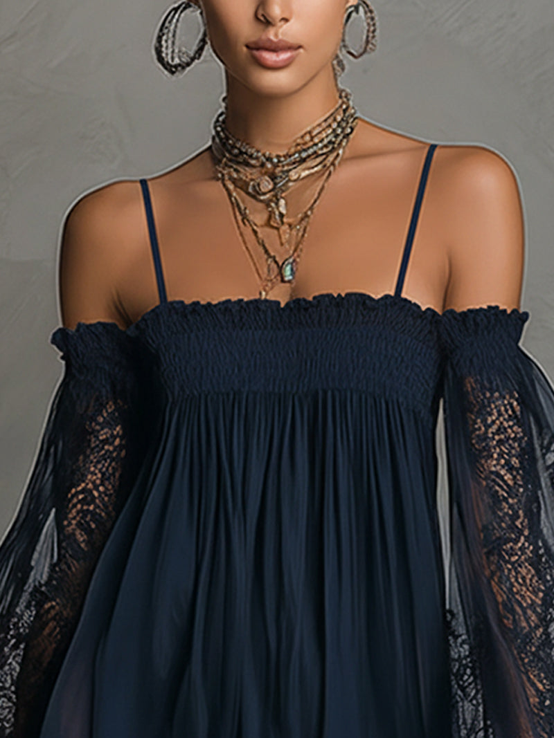 Noemi | Vestido mini de chiffon con hombros descubiertos