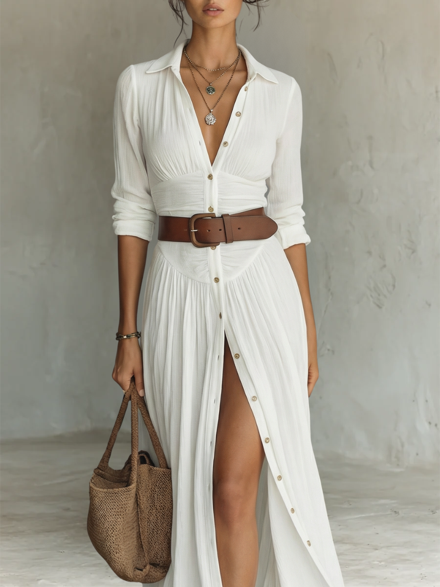 Amélia | Vestido maxi elegante con cuello de solapa