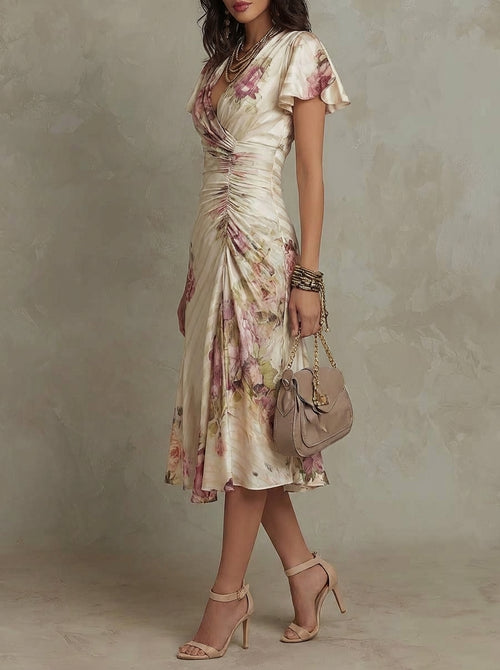 Alba | Vestido midi satinado floral