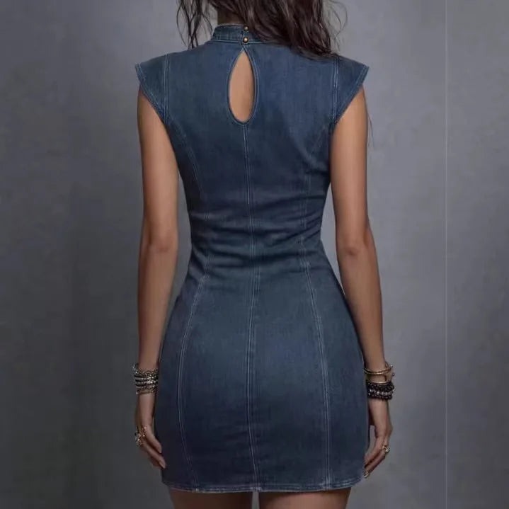 Valentina | Vestido mini vaquero con escote cruzado