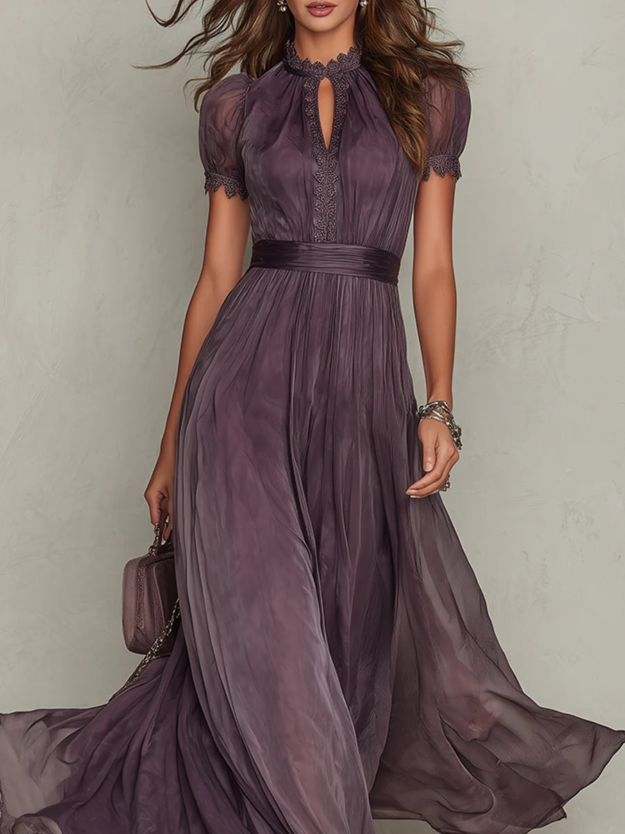 Flavia | Vestido largo con detalle de encaje