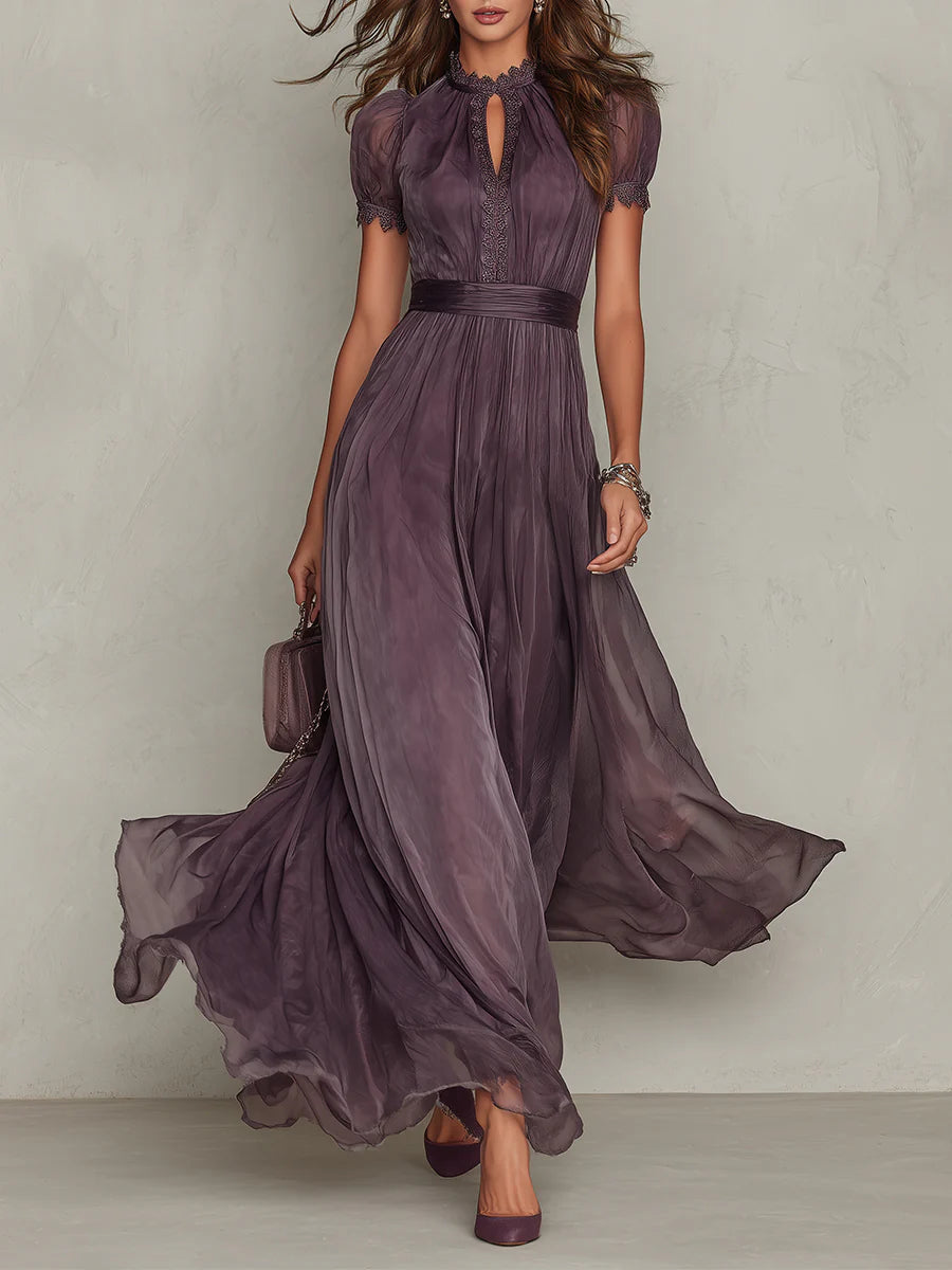 Flavia | Vestido largo con detalle de encaje