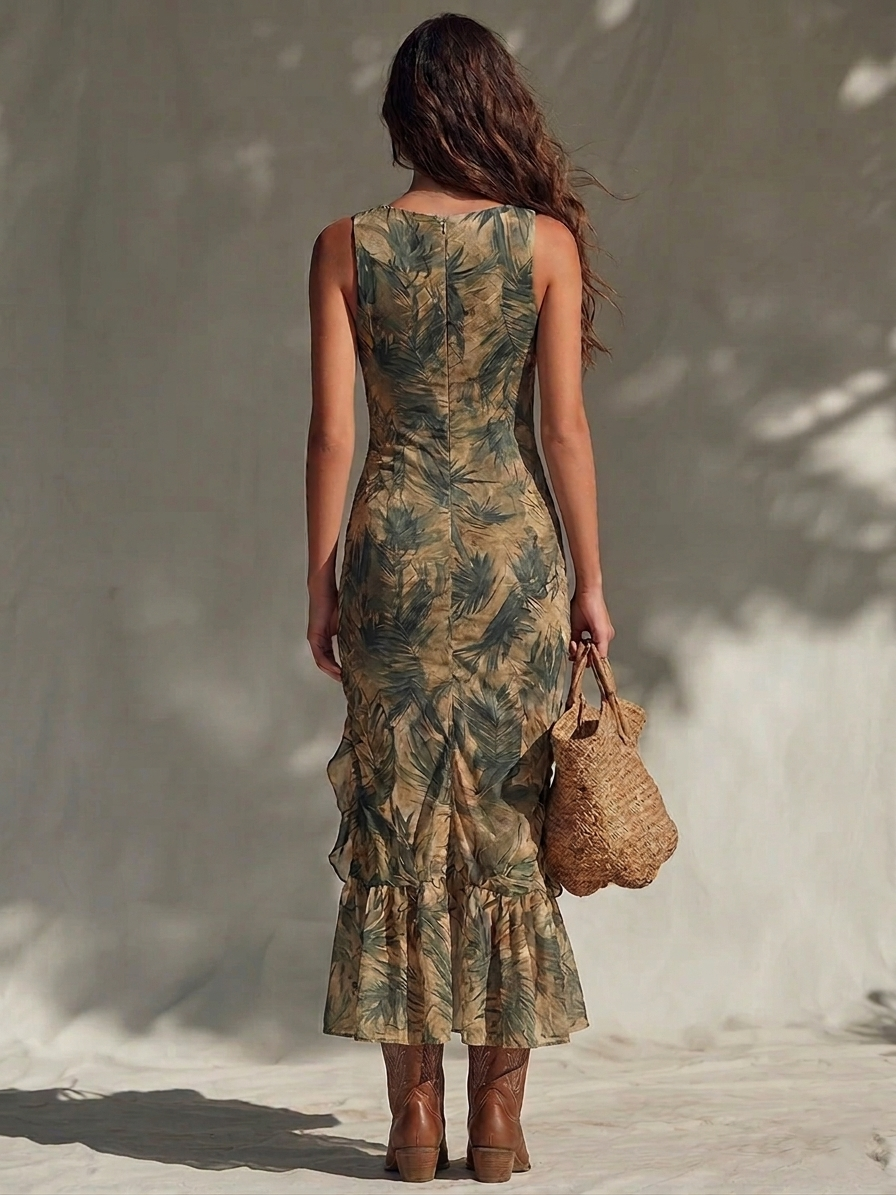 Helena | Vestido largo estampado con abertura