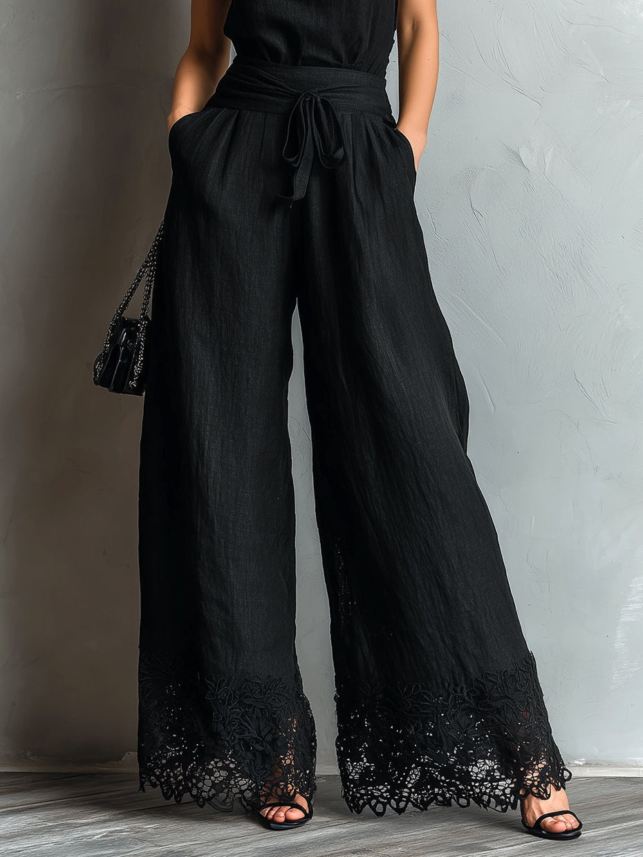 Alessia | Conjunto de algodón y lino con pantalón amplio