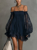 Noemi | Vestido mini de chiffon con hombros descubiertos
