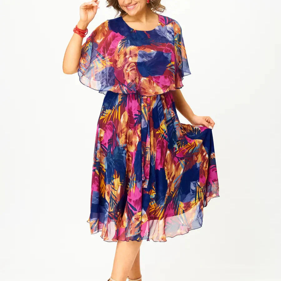 Barbara | Vestido Cómodo de Chifón Talla Grande